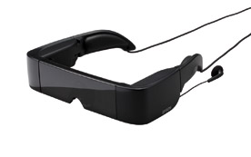 Multimediabrille mit internem Speicher,  Android und halbtransparenten Gläsern.